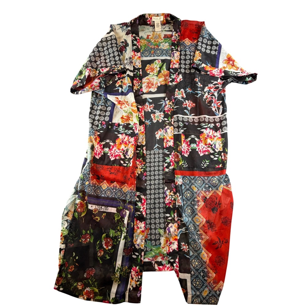 Rachel Zoe Floral Patchwork Kimono Wrap Duster One Size Multi Color Boho Layer